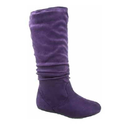 Women's Shoes Flat Heel Slouchy Mid Calf Boot 5, Purple - Image 1 of 4