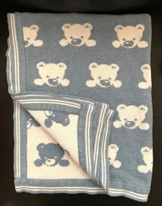 Carter's 100% Cotton Baby Bear REVERSIBLE Knit 30x40 Blanket EUC - Picture 1 of 2
