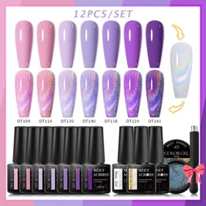 Green Purple Nail Gel Polish Set Kit Soak Off UV LED Gel Nail Art Varnishes - Picture 1 of 49
