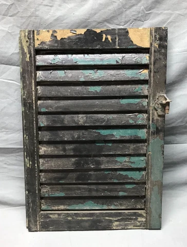 Single 1 Antique Small Wood 16x23 Louvered Window Shutter Shabby VTG Old 329-23B Cover