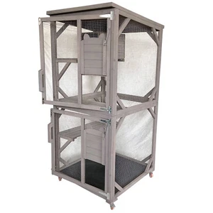 Flylline Wooden 180cm Cat Condo House Kitten Ferret Enclosure Cage - Picture 1 of 4