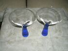 (2) Venini Cobalt Blue Stemmed Clear Martini Glasses Tiny Bubbles 7.5 H x 5 W 
