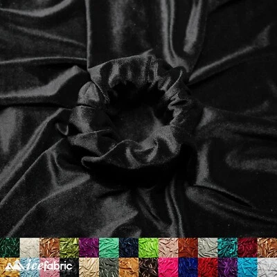 Black Stretch Velvet Fabric By The Yard - Image 1 of 4