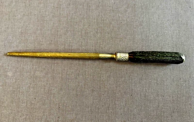 VTG LEE'S USA STAG HORN HANDLE STERLING BAND HONING ROD KNIFE SHARPENER 12.75" - Image 1 of 4