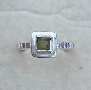 Birthday Gift Her Mini Raw Moldavite Statement Women Ring 925 Sterling Silver - Picture 1 of 12