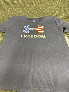 Under Armour Youth Boy's Soft Short Sleeve Freedom T-Shirt Size Youth 7 Blue - Picture 1 of 4