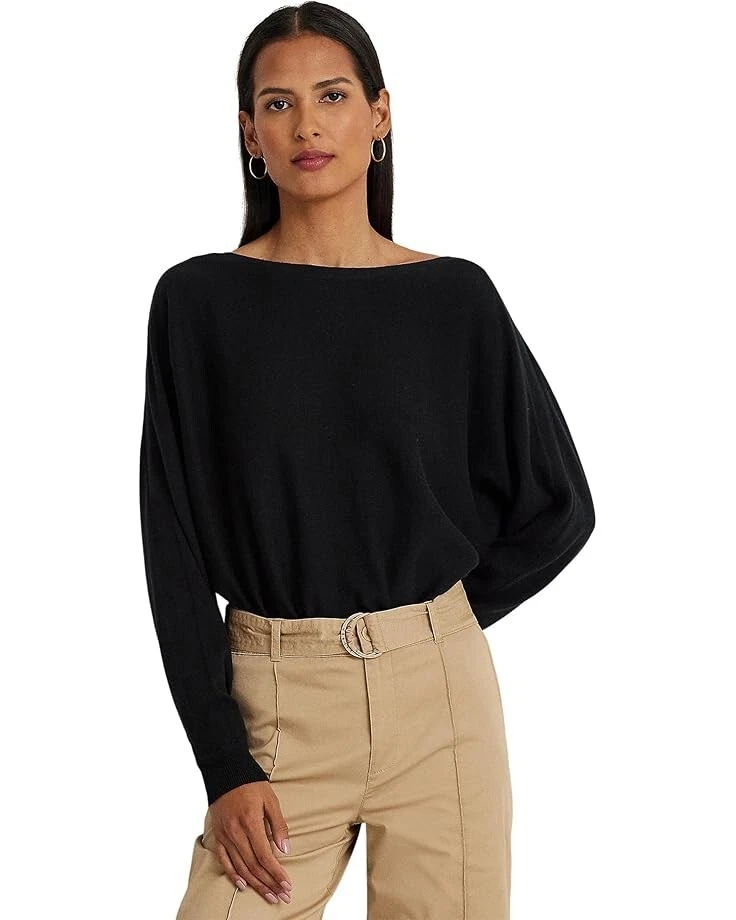 Sudadera Lauren Ralph Lauren Mujer Negra Manga Dolman Cuello Redondo Talla 2XL Foto 1 de 4