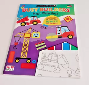 MAGIC WATER BOOK "BUSY BUILDERS" PAINT PALETTE on PAGES NO MESS JUST ADD WATER - Picture 1 of 2