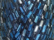 Ice LADDER RIBBON Yarn #42903 BLUE SHADES SILVER Colorful Trellis 50 Grams