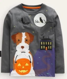 Mini Boden Halloween Shirt Sprout Applique Shirt Nwt Color Grey 6-7years / 122cm - Picture 1 of 17