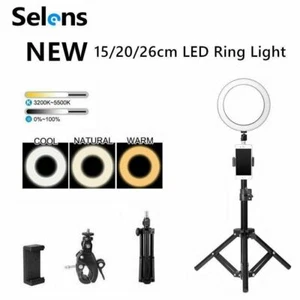 15/20/26cm LED Ring Light USB 3200-5500K Fill Lamp Photography Phone Video Live - Picture 1 of 15