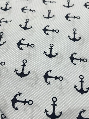 TOMMY HILFIGER  4 PC Sheet Set Twin White Blue Nautical Anchors - Image 1 of 4