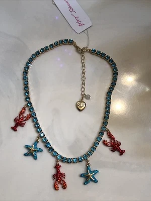 Betsey Johnson Gold Tone Mermaid Jewels Tennis Necklace Lobster & Starfish NWT - Image 1 of 4