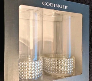 2 Godinger Kristall Longdrinkgläser Wasser Getränkegläser mit Silber Bling. Neu - Bild 1 von 10