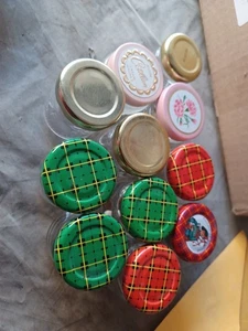 Lot Of 11 Mini Jam Jars Plaid Lid For Crafts Organizing Etc. 1.5 Oz Avon Vintage - Picture 1 of 6