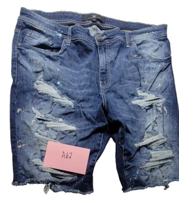 Jordan Craig Legacy Edition Shorts Mens 42 Blue Distressed Paint Splatter Denim - Picture 1 of 8