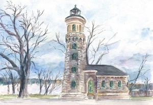 Faro de invierno Fort Niagara. Buffalo, Nueva York. Tarjetas de notas artísticas de Stefanie Newman - Imagen 1 de 2