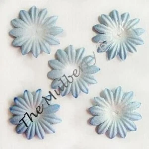 20 1" Blue MULBERRY PAPER DAISY FLOWERS Embellishments - Picture 1 of 1