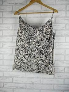 Decjuba womens singlet top blouse black beige print 12 spaghetti straps - Picture 1 of 10