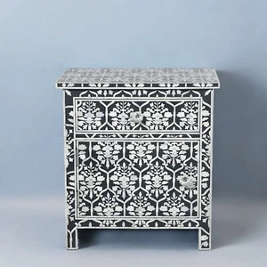 Bone Inlay Bedside Table, Nightstand Table, Wooden Morden Living Room Home Décor - Picture 1 of 9