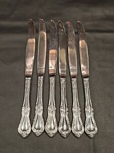 (6) Dinner Knives Wallace Ashford Stainless Flatware