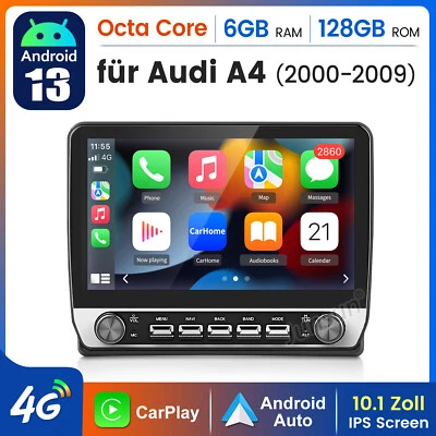 10.1” Android Carplay Autoradio Für Audi A4 S4 RS4 00-2009 GPS Nav WIFI BT DAB+ - Bild 1 von 4