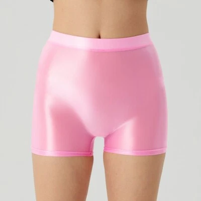 Mens oily Shiny Shorts Boxer Briefs Sport Gym Workout Bottoms Glossy Short Pants - Image 1 of 4