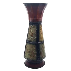 Kirklands Rustic Antiqued French Country Decorative Embossed Metal 12" Vase - Picture 1 of 6