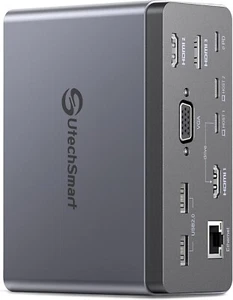 Estación de acoplamiento UtechSmart - 19 en 1 - USB-C, 3 HDMI, VGA, Ethernet, 100WPD - Imagen 1 de 7