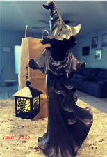 Cracker Barrel Black Resin Ghost Witch With LED Lantern Halloween Decoration