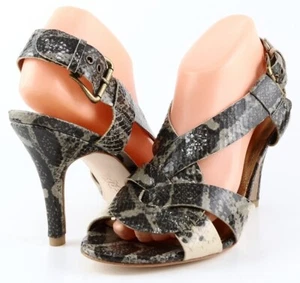 $295 CYNTHIA VINCENT GEORGIA Grey Multi Snake Leather Designer Strappy Sandals 6 - Picture 1 of 4
