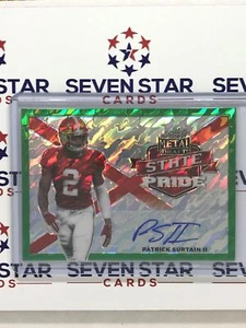 2021 Leaf Metal Draft Green Marbles State Pride Auto - Patrick Surtain II - 1/10 - Picture 1 of 2