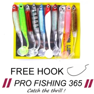Soft Plastic Fishing Shads x 10 Drop Shot Perch Trout Chub Pike FREE OFFSET HOOK - Picture 1 of 13