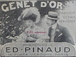 PUBLICITE PARFUM ED PINAUD GENET D'OR LES AMOUREUX DE 1905 FRENCH AD PUB RARE - Imagen 1 de 1