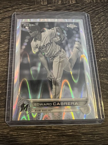 2022 Topps Chrome Sonic EDWARD CABRERA RC Black And White Raywave Marlins #64