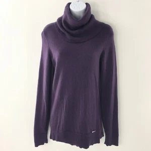 MICHAEL KORS Women Sweater 100% Cashmere Cowl Neck Purple Long Sleeve Sz S - Picture 1 of 9