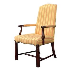 Vintage Hickory Chair Chippendale Mahogany High Back Open Arm Lolling Chair - Picture 1 of 12