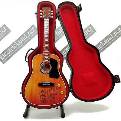 Mini Guitar John Lennon peace + hard case box scale 1:4 miniature collectible