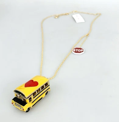 Betsey Johnson School Bus Necklace Locket Pendant Long 326302C701 - Image 1 of 4