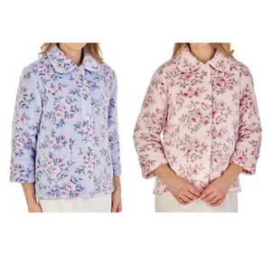 Slenderella Damen Blumen weich Flanell Fleece Bett Jacke Knopfleiste Hausmantel - Bild 1 von 19
