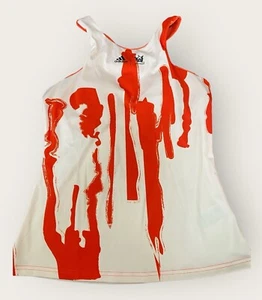 Adidas x THEBE MAGUGU Tank Top Women’s Medium Orange Splatter Tennis Y-Back Gym - Picture 1 of 11