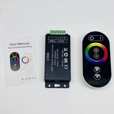 GT666 RGB LED LED Strip Controller Wireless RF Touch Remote DC 12V 24V 18A - Image 1 of 4