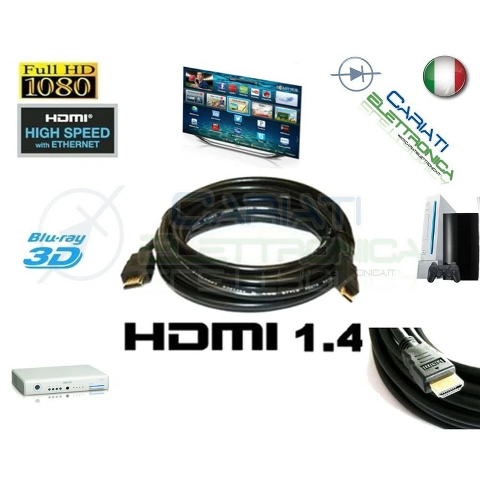Cavo HDMI 1.4 10 Metri mt in RAME Tv Video Dvd Console PC BLU-RAY Satellitare - Immagine 1 di 1