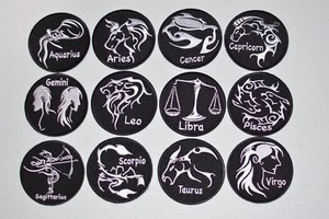 Astrology Zodiac Birth Sign Iron-on Embroidered Clothing Patch Jacket Vest Shirt - Picture 1 of 19