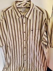 Phat Farm Men's 2XL Brown Striped Cotton Blend Short Sleeve - Picture 1 of 6