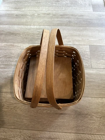 1992 19th Century HANDMADE BASKET GERALD HENN 12" Square W/Pie Cake Divider EUC Cover