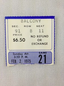 NBA 1975 02/02 Milwaukee Bucks at Boston Celtics Ticket Stub-Kareem Abdul-Jabbar - Picture 1 of 2