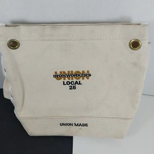 Union Made Canvas Bolt Bag with Tunnel Loop Heavy Duty White Tool Pouch - Picture 1 of 5