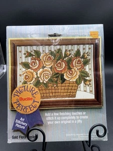 Bucilla Embroidery Art Stitchery Crewel Kit Gold Flower Basket Floral #2013 - Picture 1 of 3