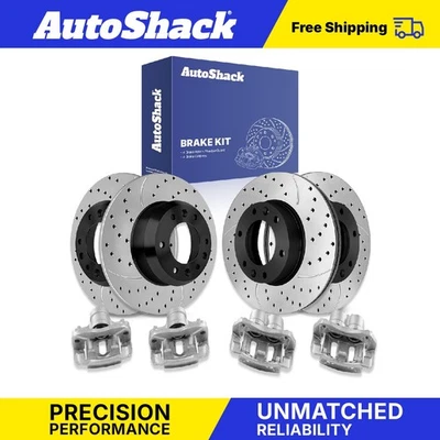 Front Rear Drilled Slotted Brake Rotors Calipers for Hyundai Entourage V6 Foto 1 de 4